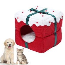 Load image into Gallery viewer, Christmas Cat House Kennel Puppy Cushion Small Dogs Cats Nest Winter Warm Sleeping Pet Dog Bed Mat Supplies Christmas Gift Box