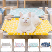 Load image into Gallery viewer, Elevated Cat Bed House Cat Hammocks Bed Wood Canvas Cat Lounge Bed for Small Rabbit Cats Dogs Durable Canvas Pet House Supplies