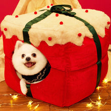 Load image into Gallery viewer, Christmas Cat House Kennel Puppy Cushion Small Dogs Cats Nest Winter Warm Sleeping Pet Dog Bed Mat Supplies Christmas Gift Box