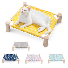 Load image into Gallery viewer, Elevated Cat Bed House Cat Hammocks Bed Wood Canvas Cat Lounge Bed for Small Rabbit Cats Dogs Durable Canvas Pet House Supplies
