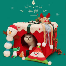 Load image into Gallery viewer, Christmas Cat House Kennel Puppy Cushion Small Dogs Cats Nest Winter Warm Sleeping Pet Dog Bed Mat Supplies Christmas Gift Box