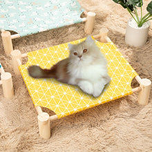 Load image into Gallery viewer, Elevated Cat Bed House Cat Hammocks Bed Wood Canvas Cat Lounge Bed for Small Rabbit Cats Dogs Durable Canvas Pet House Supplies