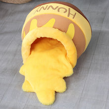 Load image into Gallery viewer, Yellow Honey Pot Cat Bed Honey Jar Shape Bed Cute Plush Cartoon Warm Pet Bed Cat House Mat Soft Pet Nest For Small Cats Dogs