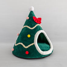 Load image into Gallery viewer, YOKEE Christmas Cat House Christmas Tree Shape Pet House for Cats Small Dogs Puppy Mat Kitten Cave Winter Warm Cat Accessories