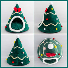 Load image into Gallery viewer, YOKEE Christmas Cat House Christmas Tree Shape Pet House for Cats Small Dogs Puppy Mat Kitten Cave Winter Warm Cat Accessories