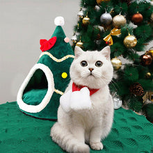 Load image into Gallery viewer, YOKEE Christmas Cat House Christmas Tree Shape Pet House for Cats Small Dogs Puppy Mat Kitten Cave Winter Warm Cat Accessories