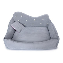 Load image into Gallery viewer, Luxury Dog Sofa Pink Gray Rhinestone Pet Bed Cover Mat Princess Cat Mats For Small Medium Puppy Animal Bedding Yorkshire
