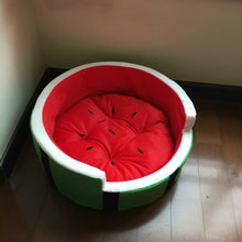 Load image into Gallery viewer, Creative Watermelon Kennel Cat Nest Teddy dog Fruit Banana Strawberry Pineapple  cotton bed warm pet Products Foldable Dog house
