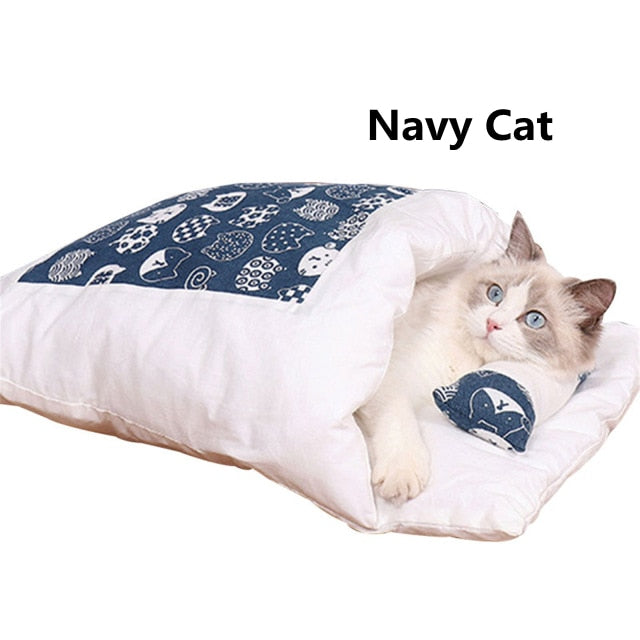 Removable Dog Cat Bed Cat Sleeping Bag Sofas Mat Winter Warm Cat House Small Pet Bed Puppy Kennel Nest Cushion Pet Products